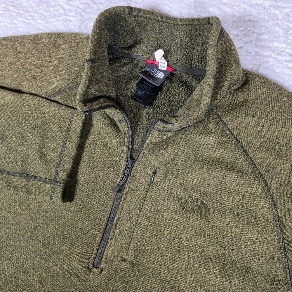 The North Face Gordon Lyons Mens XXL Green 1/4 zip L/S Fleece ATZJ